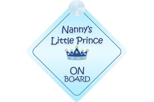 QG LTD Nanny's Little Prince on Board Car Sign for Children/Baby Boys Non Personalised Character Theme