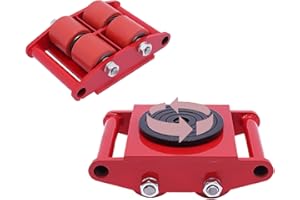 HAUTOUR Suspensión de transporte 6T para cargas pesadas, rodillo industrial, transporte de máquinas, ruedas de carga pesada, rodillo blindado con 4 ruedas direccionales de poliuretano, 6T, color rojo