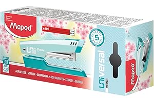 Maped - Agrafeuse Métal Universal - Agrafage + Cloutage - Compatible Agrafes N°24/6 et 26/6 - Capacité 20 à 25 Feuilles - Avec 400 Agrafes 26/6 Incluses - Couleur Pastel Bleu