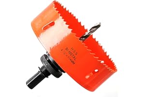 HOME COMPOSER Otwornica 114 mm, stal szybkotnąca HSS M42, bimetalowa, otwornica z trzpieniem sześciokątnym i wiertłem do drewna, suchej zabudowy i blachy metalowej, 1 sztuka, pomarańczowa