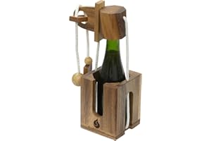SIAMMANDALAY Handcrafted Wooden Beer Bottle Puzzle – Unique Bottle Lock Brain Teaser Game – Eco-Friendly Wood Beer & Wine Gift Holder – Party Challenge Puzzle for Adults (Classic)