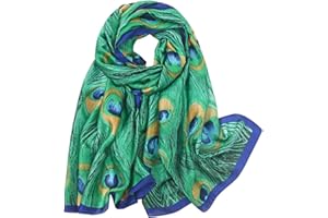 KAVINGKALY Foulard Femme Soie Écharpe en Satin Légère Châle de Protection Solaire Écharpe en soie Imprimée (Pattern E)