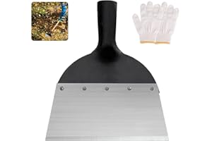 PCXWTLN Multifunctional Garden Shovel, Stainless Steel Garden Cleaning Shovel with Gloves, Garden Snow Shovel Steel Metal Shovel for Fences Plants Borders, NOT Included Handle (23cm, Arc)