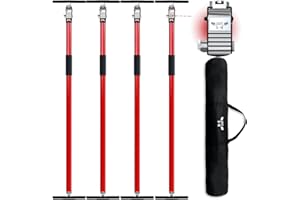 3-H Puntales Extensibles Reforzados 4 Piezas,110-203cm Puntal Telescopico Extensible Acero Robusto Carga 45KG Puntales de Obra Ajustable Puntal Expansion Telescopico para Techo Construcción Obra(Rojo)