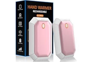 WOWGO Lot de 2 chauffe-mains rechargeables - 4000 mAh - Idéal pour les sports de plein air, le camping, la chasse, le golf, les meilleurs cadeaux d'hiver pour femmes, hommes, familles