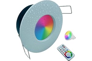 ZHONGSHAN Faretto Bianco Led da incasso per bagno box doccia lampada RGBW + white 5W GU10 cromoterapia con telecomando cambia colore ed effetti partenopeautensili®