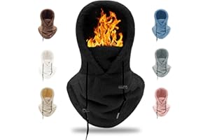 crazy bean Cagoule Hiver Polaire Thermique Bonnet Doublé en Molleton Ski Foulard à Capuche Coupe-Vent et Chaude Outdoor