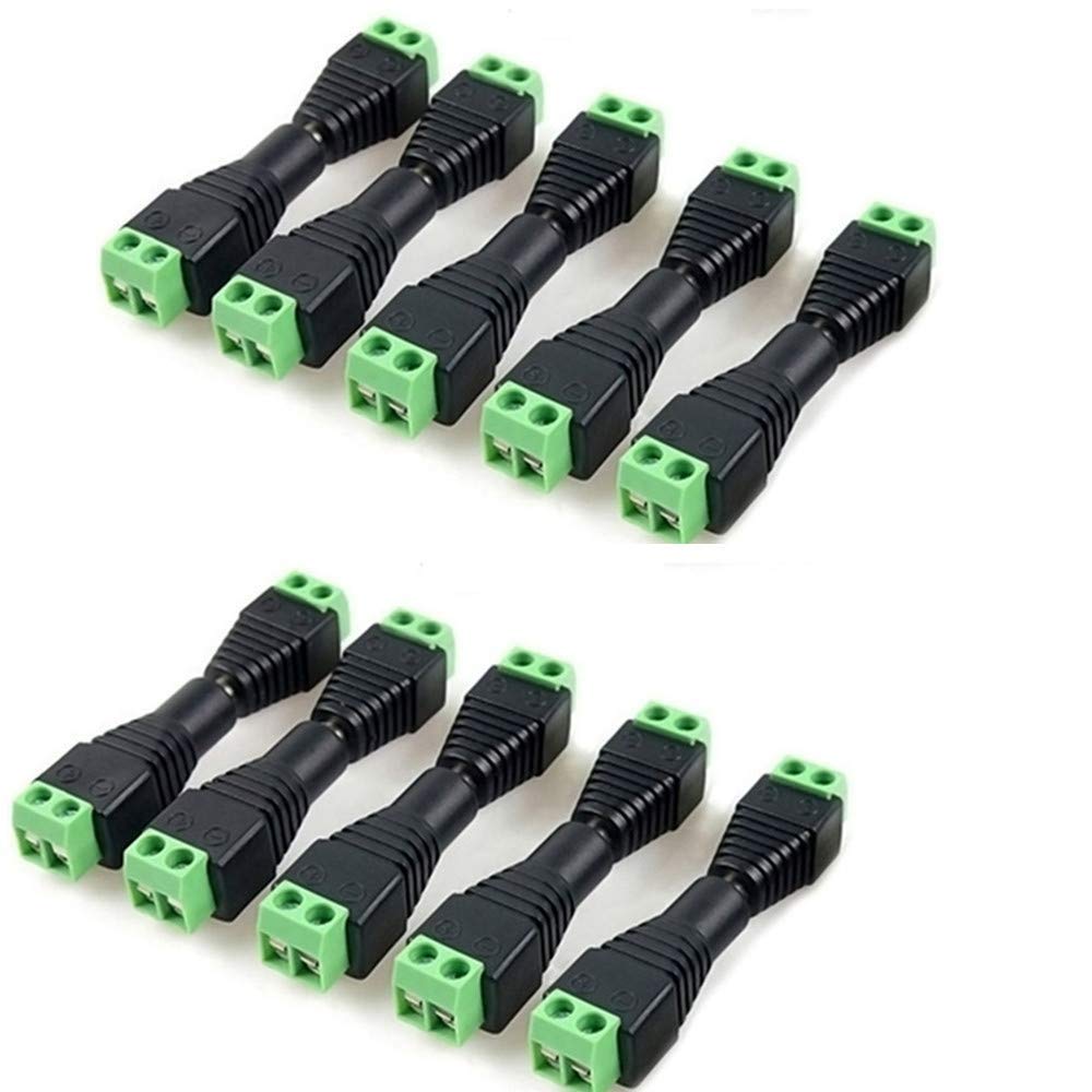 A1 Gadgets DC Power Jack Plug Adapter Connector, 12V/24V Male + Female 2.1mm x 5.5mm Barrel Connectors for CCTV Camera,Led Strip Light, DVR (10 Pairs)