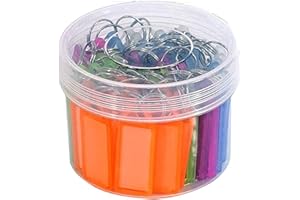 GLUN® Pack of 50 Multicolor Keyring & Keychain with Name Tag Labels Plastic Multicolor Assorted Keychain with Two Side Id Lab