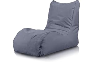 Bepouf - Poltrona Chaise Longue in Poliestere con Imbottitura in Palline di Polistirolo, Poltrona Adatta per Camera, Salotto e Esterni - Dimensione 110x80, Colore Grigio
