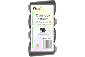 YLINE 4 bobinas Overlock, para hilo de coser, color gris hierro, 2743 m, NE 40/2, 100 % poliéster, hilo para máquinas de coser, 2887