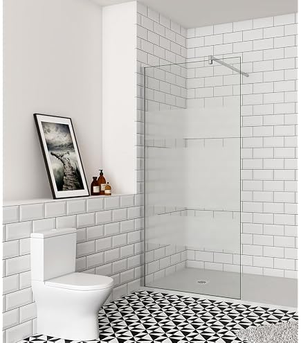 Duschabtrennung 70 Cm Breit, 200 Cm Hoch – Walk-in Dusche Mit Milchglas-Streifen & Glasschutzfolie