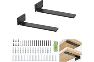 BATONCA Soporte Estanteria, 2 Piezas De Soporte Para Estante Industrial Resistente De 20 Cm/8 Pulgadas, Soportes En L De Metal Negro Para Soporte De Estantes DIY(1/5 Pulgada De Espesor, Negro)