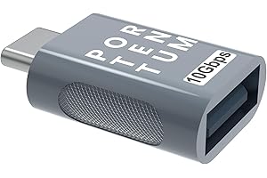 PORTENTUM Adattatore USB C USB A 3.0 (3.1) OTG Velocità 10Gb Corpo Premium in Zinc con Alta Resistenza al Calore - Adattatore USB a Tipo C di Soli 5 Grammi