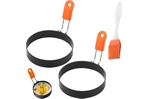 YIJIANLIANGBAI 2Pcs Silicone Egg Rings for Frying Molds Easy Fried Egg Ring Pan Circles Moulds for Fried Eggs Circle Stainless Crumpet Rings Non Stick Shaper Breakfast Household Kitchen Cooking Tool Omelette(Orange)