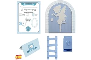 MFS MYFUTURSHOP Myfuturshop® Porta magica della fatina dei denti + scatola dei denti + scala + 4 certificati di denti puliti. Regalo originale per ragazzi e ragazze. (BLU)