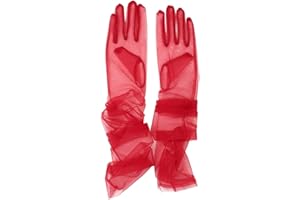 Hoseirty Damen lange Tüll Hochzeit Party Handschuhe für Braut 27,5 Zoll Ellenbogen Länge Vintage Sheer Tee Party Abend Prom Oper Party Handschuhe