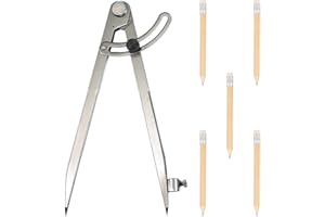 FINDIR Spitzzirkel 200 mm/8 Zoll Zirkel mit Feststellschraube Schnellverstellzirkel Zirkel Groß mit Bleistift Kompass für Geometrie, Zeichenkreise, Holzarbeiten, Zimmerei und Lederverarbeitung