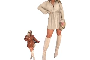 Goniome Satin Dress Set, Satin Covered Nights Romper Dress, Women's Solid Color Casual Elegant Button Long Sleeve Shirt Suit