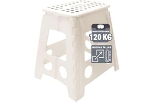 ZOLLNER Taburete Plegable Multiusos portátil, 39 cm Altura, hasta 120 kg, Blanco