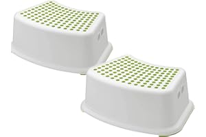 Marco Paul Interiors Lot de 2 marchepieds antidérapants pour enfants - En plastique blanc solide et durable - Pour salle de bain et cuisine