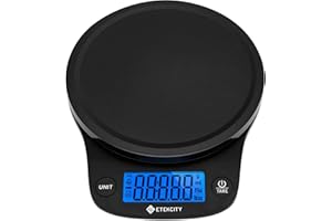 Etekcity Küchenwaage, digital 0,1g genau, 5kg Waage, Großes LCD-Display, Präzisionswaage mit Tare-Funktion, Waage Küche zum Lebensmittel Schmuck