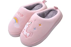 Cozozn Girls Slippers Kids House Shoes Children Winter Warm Plush Anti-Slip Home Shoes Unicorn Rabbit