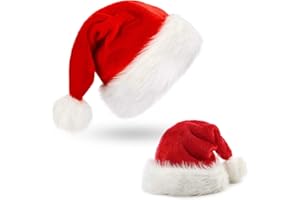 KEELYY Czapka Mikołaja czapka Mikołaja czapka z grubą pluszową krawędzią, czerwona czapka bożonarodzeniowa dla dorosłych