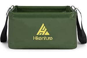 HIKENTURE Składana miska do użytku na zewnątrz, 10 l/15 l/20 l, składane wiadro kempingowe, składane wiadro z trwałej tkaniny plandekowej, jako miska do prania, miska do zlewozmywaka, wiadro