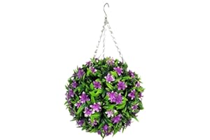 Best Artificial (TM 28 cm Lily Topiary Wisząca kula kwiatowa **Ochrona przed blaknięciem UV** (fioletowa)