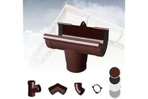 RAINWAY S Regenrinnen System (Rinnenstutze braun) - PVC-U Kunststoff in 4 Farben, für Dachflächen < 100m² empfohlen, Ablauf Ablaufstutzen Einhangstutzen