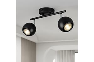 FORCOSO 2 Way Spotlight Ceiling, GU10 Black Ceiling Light Rotatable, Modern Industrial Indoor LED Ceiling Wall Spotlight in Globe for Kitchen Bedroom Living Room Hallway Office - Bulb Not Included