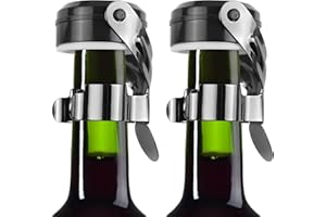 YAGASPANTERY 2 Pezzi Tappo per Spumante, Tappi Bottiglie Vino in Acciaio Inossidabile, Stopper Bottiglia Champagne, Tappo per Vino Riutilizzabile, Mantieni Fresco, per La Conservazione di Champagne e Birra(Nero)