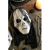 Beys&uuml;s Halloween Maske İskelet Kuru Kafa T&uuml;ll&uuml; Siyah Beyaz