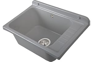 Negrari Wandverteiler aus Polypropylen mit Metallspule, wetterfest, Befestigungsset und Abfluss-Set, außen und innen, 58 x 38 x 21 cm, Grau