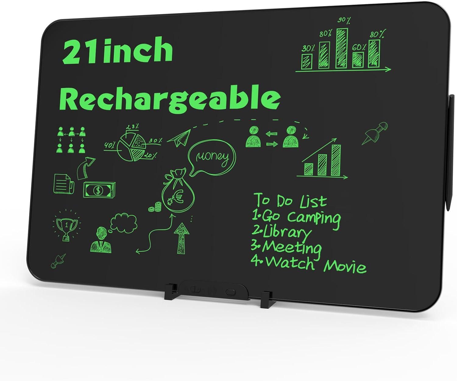 Tableta de escritura LCD transparente de 21 pulgadas, tablero de dibujo inteligente grande recargable para escribir a mano, tablero electrónico de garabatos para adultos