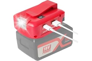 QUPERR Adapter baterii USB do systemu akumulatorowego Einhel_l_Power X-Change 18V z portem DC 12V i dwoma portami USB oraz lampą roboczą LED i klipsem do paska (bateria nie jest dołączona)