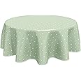 Home Direct Tablecloth Oilcloth Tablecloth PVC Round 160cm Star, Sage Green