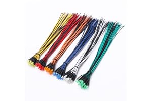 YIXISI 120 Pièces 12V Diodes LED Pre-Wired Round Top Ampoule Lampe, 3mm Diode Ampoule, Lumière Diffusée Lentille Colorée Petites Lampes à LED (Orange/Blanc/Rouge/Bleu/Vert/Jaune)