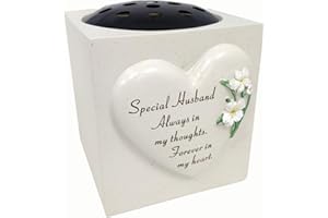 David Fischhoff Special Husband Lily Heart Design Verse Grave Memorial Rose Bowl, Weatherproof - for Graveside Flower Arrangements, 14 X 15 Cm