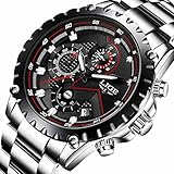 SUNWH Herren Uhr Analog Quarz mit Edelstahl Armband S-VFD1