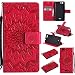 Produktbild Lonchee Asus Zenfone Go TV ZB551KL (5,5 Zoll) Leder Wallet Tasche Brieftasche Schutzhülle , Sonnenblumen geprägten Muster Design Hochwertige PU Leder Folio Tasche Case Hülle im Bookstyle mit Standfunktion Kredit Kartenfächer (Rote)