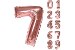 Unisun Rose Gold Balloon Number 7, 40 Inch Large Foil Number Balloons Giant 7 Digital Balloon for Women Girl Kids Birthday Party Wedding Anniversary Celebration Engagement Decorations