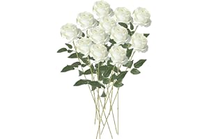 VIDSTW 12 grenar falska rosor för dekorationer 52 cm konstgjorda blommor bukett med falska gröna blad rosa falska blommor för