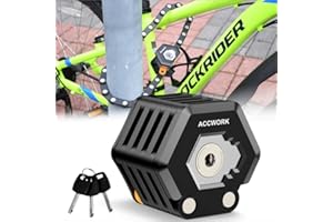 Accwork Candado Bici, Candado Bicicleta antirrobo, Cerradura para Bicicleta con Soporte, Candado Plegable para Bicicleta con 3 Llaves