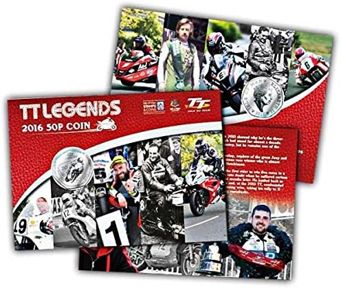Isle of Man 2016 TT Race Legends 50p Coin on a card