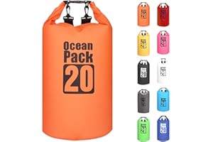 MORAINJAY 20L Borsa Impermeabile,Arancione Waterproof Zaino Impermeabile Sacco Impermeabile con Tracolla Regolabile,2L/5L/10L/15L/20L/30L Dry Bag per Outdoor Sport Acquatici,Barca,Pesca,Rafting,Nuoto