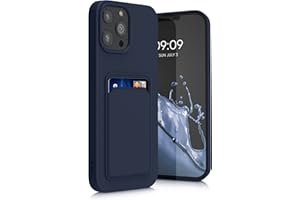 kwmobile Funda Billetera Compatible con Apple iPhone 13 Pro MAX Funda con Tarjetero - Carcasa Cartera Protectora con Espacio para Tarjeta - Azul Oscuro