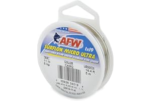American Fishing Wire Surflon Micro Ultra Nylon Coated 1x19 Stainless Steel Leader Wir, Knottable Fishing Leaders Saltwater & Fly Fishing, 6lb Test - 61lb Test, Bright, Black & Camo Colors
