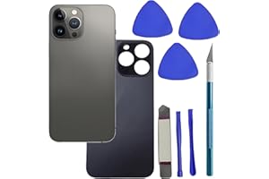 LiXiongBao Hinteres Glas Ersatz für iPhone 13 Pro Back Glas mit vorinstallierten Klebstoff hinteren Glas Ersatz + Reparatur-Werkzeug-Kit (schwarz)